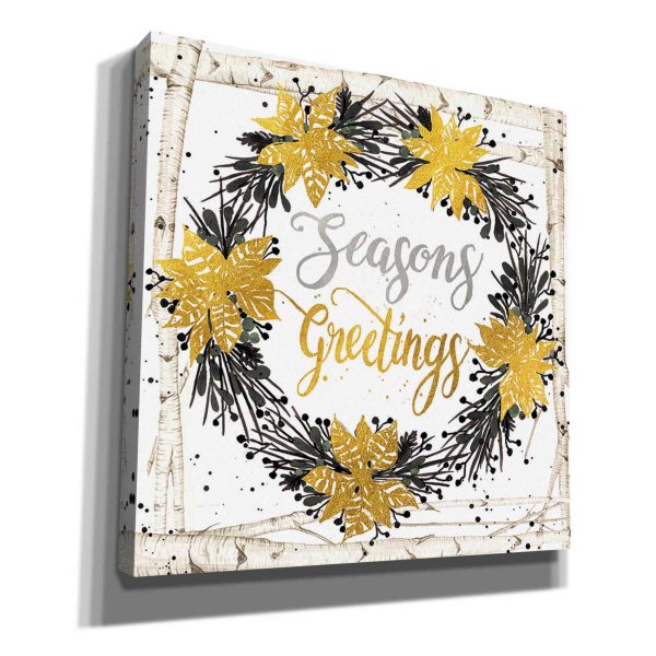 Seasons Greetings Birch Wreath  by Cindy Jacobs, Canvas Wall Art Discount