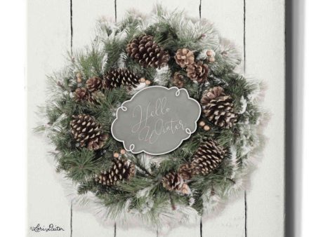 Hello Winter Wreath  by Lori Deiter, Canvas Wall Art Cheap