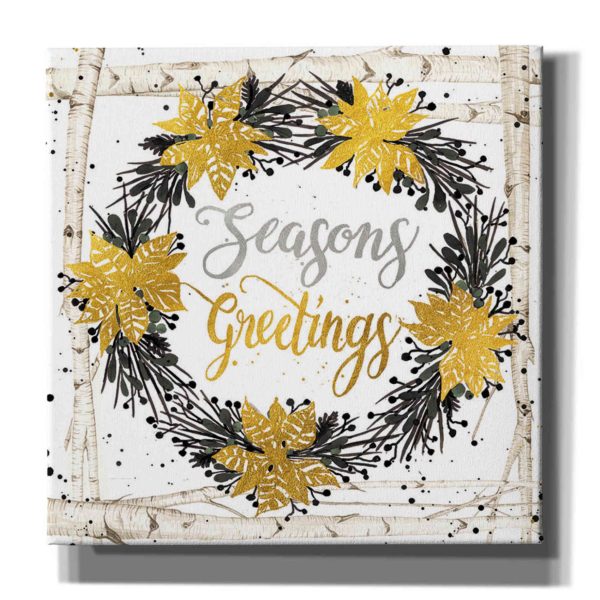 Seasons Greetings Birch Wreath  by Cindy Jacobs, Canvas Wall Art Discount