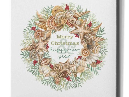 Coastal Wreath Merry Christmas  by Cindy Jacobs, Canvas Wall Art Supply