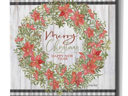 Merry Christmas & Happy New Year Wreath  by Cindy Jacobs, Canvas Wall Art Fashion