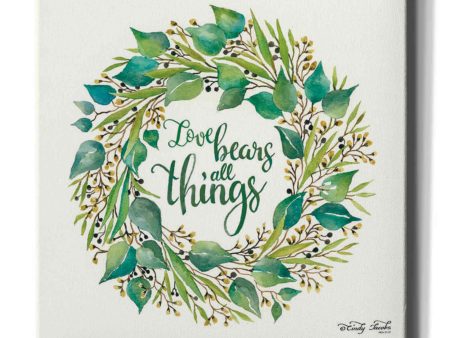 Love Bears All Things Eucalyptus Wreath  by Cindy Jacobs, Canvas Wall Art Online Hot Sale