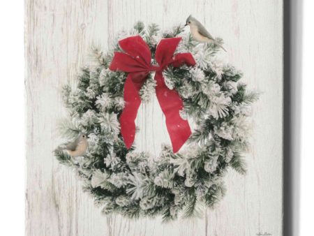 Titmouse Christmas Wreath  by Lori Deiter, Canvas Wall Art For Sale