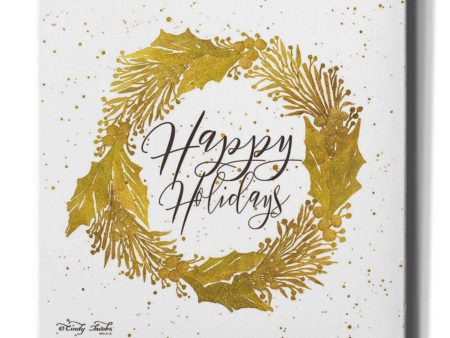 Happy Holidays Gold Wreath  by Cindy Jacobs, Canvas Wall Art For Discount