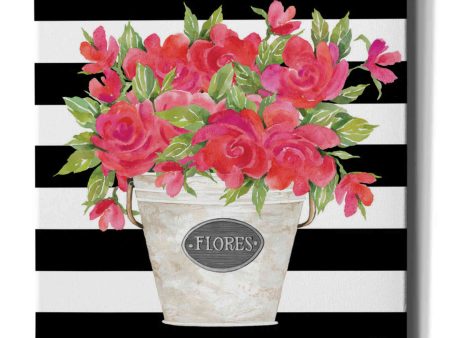 Fuchsia Flores Stripes  by Cindy Jacobs, Canvas Wall Art For Cheap