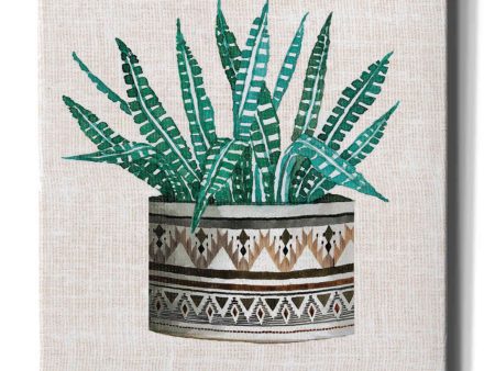 Cactus Mud Cloth Vase III  by Cindy Jacobs, Canvas Wall Art For Sale