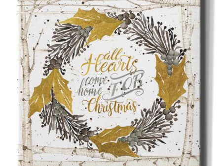 All Hearts Come Home for Christmas Birch Wreath  by Cindy Jacobs, Canvas Wall Art For Discount