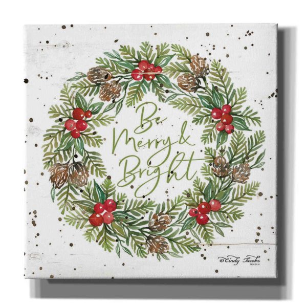 Be Merry & Bright Wreath  by Cindy Jacobs, Canvas Wall Art Fashion