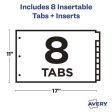 Insertable Big Tab Plastic Dividers, 8-tab, 11 X 17, Green, 1 Set on Sale