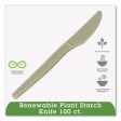 Ecosense Renewable Plant Starch Cutlery, Knife, Plastic, Cream, 50 pack Cheap