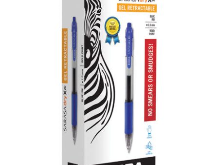 Sarasa Dry Gel X20 Gel Pen, Retractable, Bold 1 Mm, Blue Ink, Clear blue Barrel, 12 pack Discount