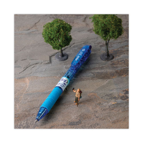 B2p Bottle-2-pen Recycled Ballpoint Pen, Retractable, Fine 0.7 Mm, Black Ink, Translucent Blue Barrel, Dozen Online now