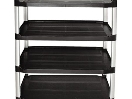 Xtra Utility Cart With Open Sides, Plastic, 4 Shelves, 400 Lb Capacity, 40.63  X 20  X 51 , Black Fashion