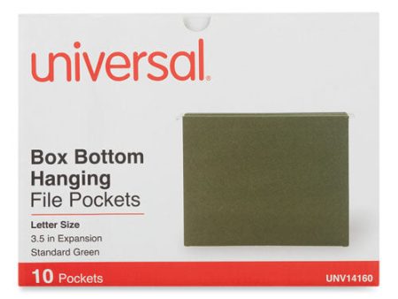 Hanging Box Bottom File Pockets, 1 Section, 3.5  Capacity, Letter Size, Standard Green, 10 box Online Hot Sale