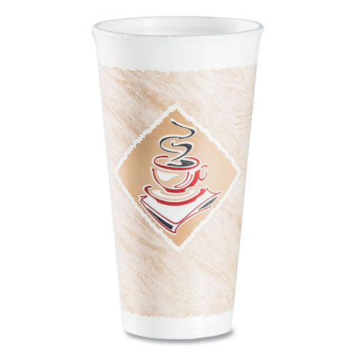 Cafe G Foam Hot cold Cups, 20 Oz, Brown red white, 20 pack For Sale