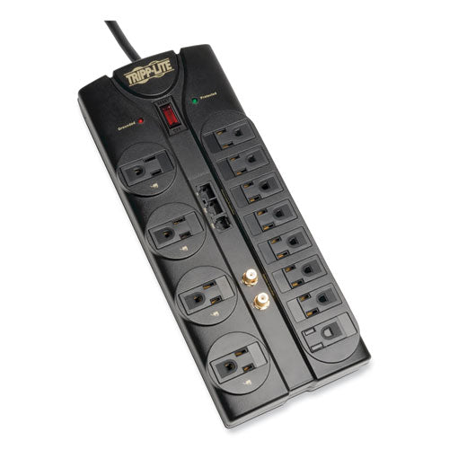 Protect It! Surge Protector, 12 Ac Outlets, 8 Ft Cord, 2,880 J, Black Supply