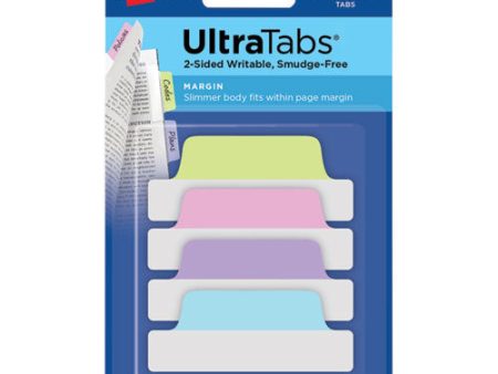 Ultra Tabs Repositionable Tabs, Margin Tabs: 2.5  X 1 , 1 5-cut, Assorted Pastel Colors, 24 pack Online Sale