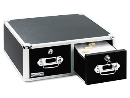 Vaultz Locking Two-drawer Index Card Box, Holds 3,000 4 X 6 Cards, 17.5 X 14 X 6.5, Black Cheap