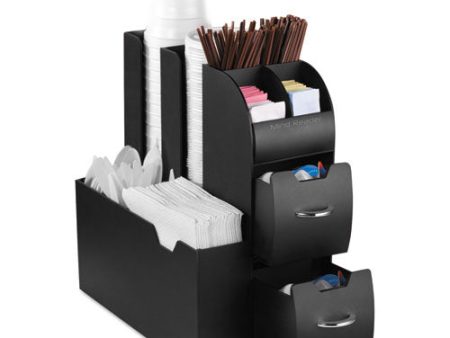 Coffee Condiment Caddy Organizer, 10 Compartments, 5.4 X 11 X 12.6, Black Supply