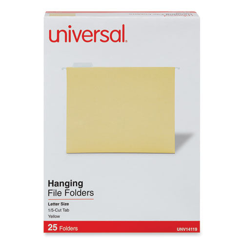 Deluxe Bright Color Hanging File Folders, Letter Size, 1 5-cut Tabs, Yellow, 25 box on Sale