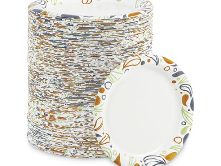 Deerfield Printed Paper Plates, 6  Dia, Coated soak Proof, White yellow green purple, 250 pack, 4 Packs carton Fashion