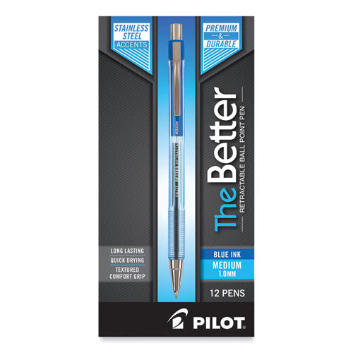 Better Ballpoint Pen, Retractable, Medium 1 Mm, Blue Ink, Translucent Blue Barrel, Dozen Fashion