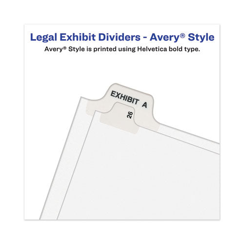 Avery-style Preprinted Legal Side Tab Divider, 26-tab, Exhibit A, 11 X 8.5, White, 25 pack, (1371) Supply