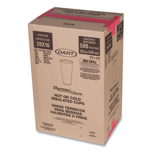 Cafe G Foam Hot cold Cups, 20 Oz, Brown red white, 20 pack For Sale