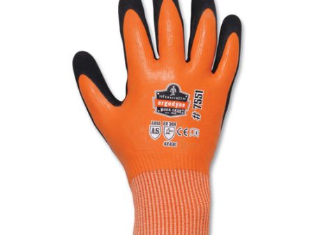 Proflex 7551-case Ansi A5 Coated Waterproof Cr Gloves, Orange, 2x-large, 144 Pairs carton Sale