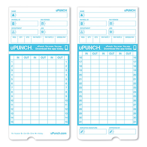 Pay-to-punch Time Card For Sb1200 Time Clock, Two Sides, 3.38 X 7.38, 100 pack Online now