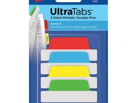 Ultra Tabs Repositionable Tabs, Margin Tabs: 2.5  X 1 , 1 5-cut, Assorted Colors, 24 pack For Sale