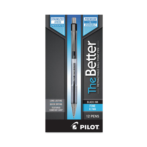 Better Ballpoint Pen, Retractable, Fine 0.7 Mm, Black Ink, Smoke Barrel, Dozen Cheap