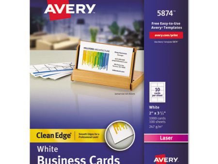 Clean Edge Business Cards, Laser, 2 X 3.5, White, 1,000 Cards, 10 Cards sheet, 100 Sheets box For Sale