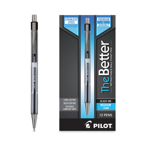 Better Ballpoint Pen, Retractable, Medium 1 Mm, Black Ink, Smoke Barrel, Dozen Online Sale