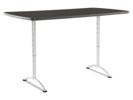 Arc Adjustable-height Table, Rectangular, 36  X 72  X 30 To 42 , Gray Walnut Top, Silver Base For Sale