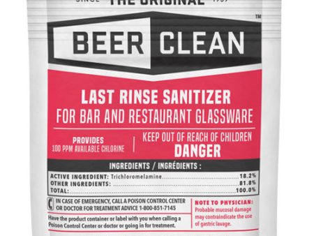 Beer Clean Last Rinse Glass Sanitizer, Powder, 0.25 Oz Packet, 100 carton Supply