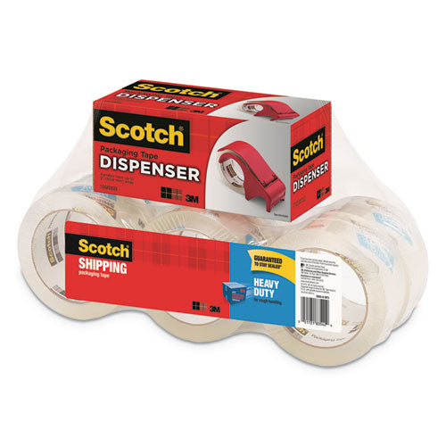 3850 Heavy-duty Packaging Tape With Dp300 Dispenser, 3  Core, 1.88  X 54.6 Yds, Clear, 6 pack Supply