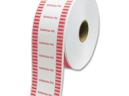 Automatic Coin Wrapper Roll For Coin Wrapping Machines, Pennies, $0.50, White red, 2,000 roll, 8 Rolls carton For Cheap