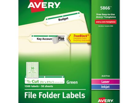 Permanent Trueblock File Folder Labels With Sure Feed Technology, 0.66 X 3.44, White, 30 sheet, 50 Sheets box on Sale