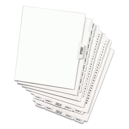 Avery-style Preprinted Legal Side Tab Divider, 26-tab, Exhibit A, 11 X 8.5, White, 25 pack, (1371) Supply