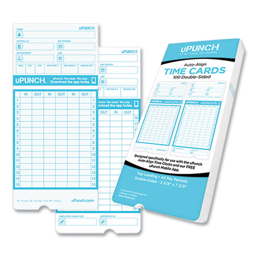 Pay-to-punch Time Card For Sb1200 Time Clock, Two Sides, 3.38 X 7.38, 100 pack Online now