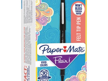 Point Guard Flair Felt Tip Porous Point Pen, Stick, Medium 0.7 Mm, Black Ink, Black Barrel, 36 box on Sale