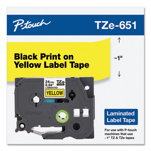 Tze Standard Adhesive Laminated Labeling Tape, 0.94  X 26.2 Ft, Black On Yellow Cheap