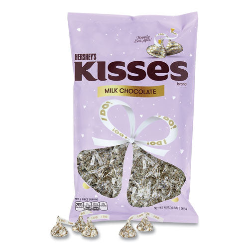 Kisses Wedding  i Do  Milk Chocolates, Gold Wrappers silver Hearts, 48 Oz Bag Cheap