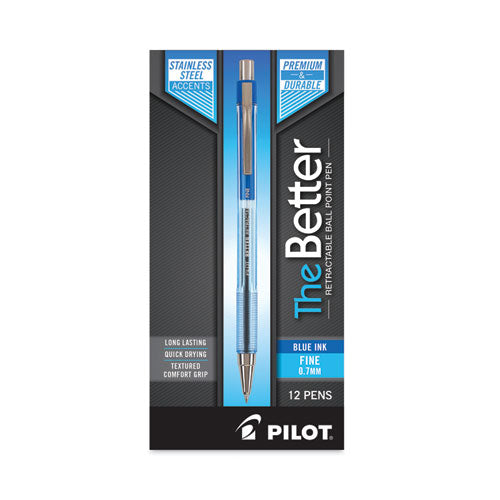 Better Ballpoint Pen, Retractable, Fine 0.7 Mm, Blue Ink, Translucent Blue Barrel, Dozen Hot on Sale