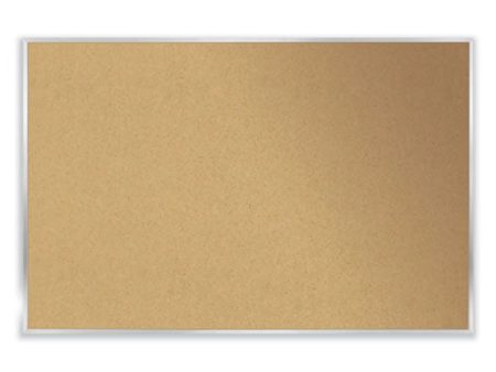 Aluminum-frame Natural Corkboard, 96.5  X 48.5 , Tan Surface, Satin Aluminum Frame on Sale