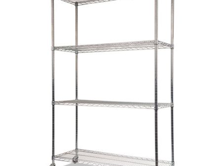 Nsf Certified 4-shelf Wire Shelving Kit With Casters, 48w X 18d X 72h, Silver Cheap