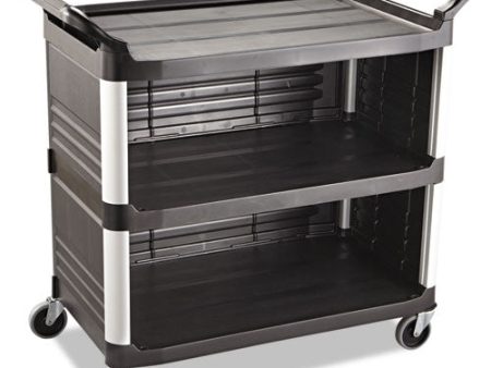 Xtra Utility Cart With Enclosed Sides And Back, Plastic, 3 Shelves, 300 Lb Capacity, 20  X 40.63  X 37.8 , Black Online