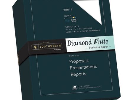 25% Cotton Diamond White Business Paper, 95 Bright, 24 Lb Bond Weight, 8.5 X 11, 500 ream Hot on Sale