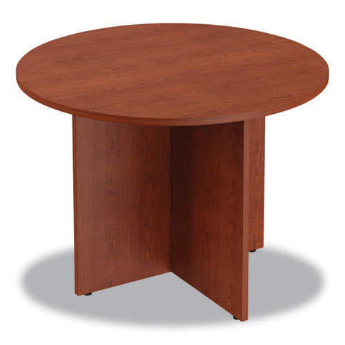 Alera Valencia Round Conference Table With Legs, 42  Diameter X 29.5h, Medium Cherry Supply